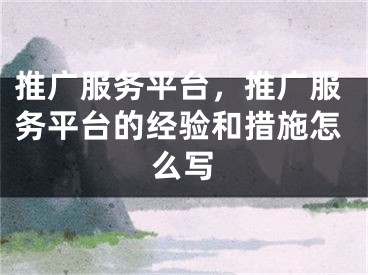 推广服务平台，推广服务平台的经验和措施怎么写