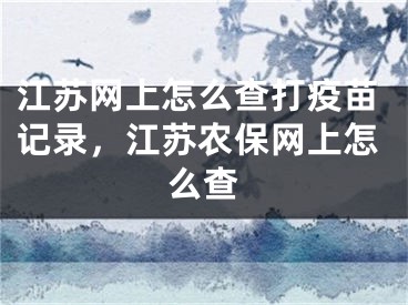 江苏网上怎么查打疫苗记录，江苏农保网上怎么查