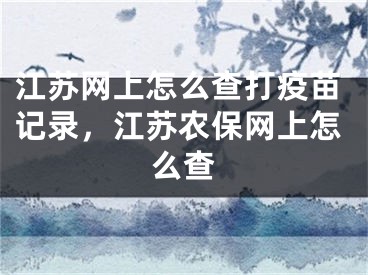 江苏网上怎么查打疫苗记录，江苏农保网上怎么查