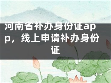 河南省补办身份证app，线上申请补办身份证