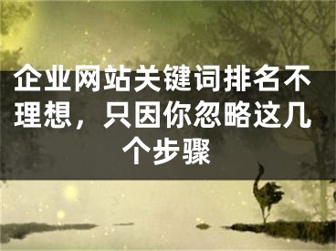 企业网站关键词排名不理想，只因你忽略这几个步骤 