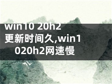 win10 20h2更新时间久,win1020h2网速慢