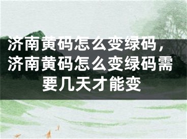 济南黄码怎么变绿码，济南黄码怎么变绿码需要几天才能变