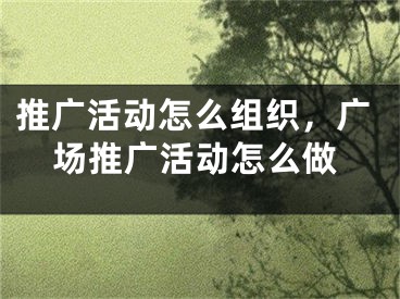 推广活动怎么组织，广场推广活动怎么做