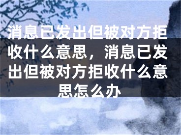 消息已发出但被对方拒收什么意思，消息已发出但被对方拒收什么意思怎么办