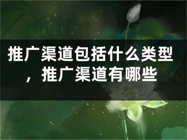 推广渠道包括什么类型，推广渠道有哪些