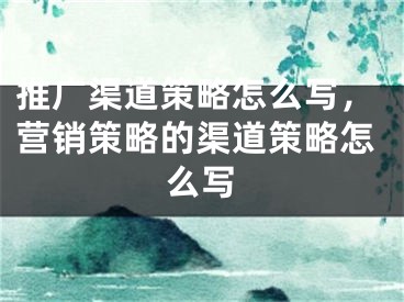 推广渠道策略怎么写，营销策略的渠道策略怎么写