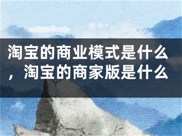 淘宝的商业模式是什么，淘宝的商家版是什么