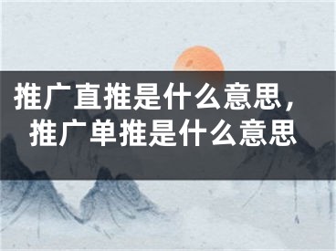 推广直推是什么意思，推广单推是什么意思