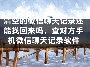 清空的微信聊天记录还能找回来吗，查对方手机微信聊天记录软件