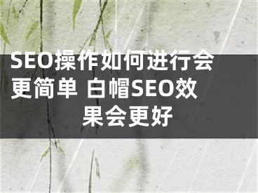 SEO操作如何进行会更简单 白帽SEO效果会更好