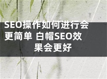 SEO操作如何进行会更简单 白帽SEO效果会更好 