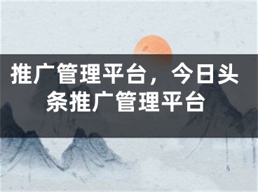 推广管理平台，今日头条推广管理平台