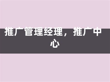 推广管理经理，推广中心