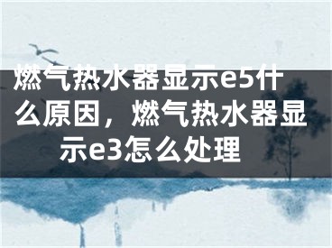 燃气热水器显示e5什么原因，燃气热水器显示e3怎么处理