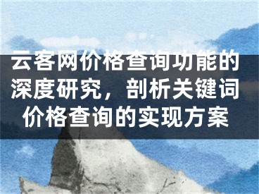 云客网价格查询功能的深度研究，剖析关键词价格查询的实现方案