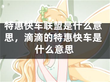 特惠快车联盟是什么意思，滴滴的特惠快车是什么意思