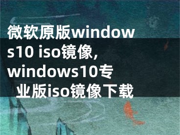 微软原版windows10 iso镜像,windows10专业版iso镜像下载