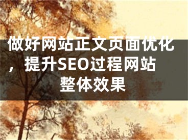 做好网站正文页面优化，提升SEO过程网站整体效果