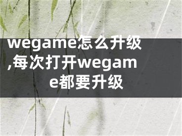 wegame怎么升级,每次打开wegame都要升级