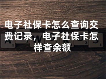 电子社保卡怎么查询交费记录，电子社保卡怎样查余额