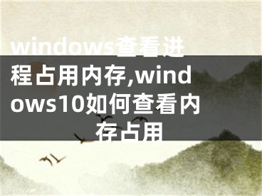 windows查看进程占用内存,windows10如何查看内存占用