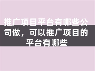 推广项目平台有哪些公司做，可以推广项目的平台有哪些