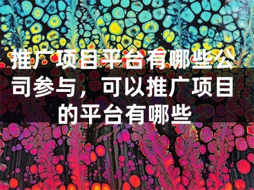 推广项目平台有哪些公司参与，可以推广项目的平台有哪些