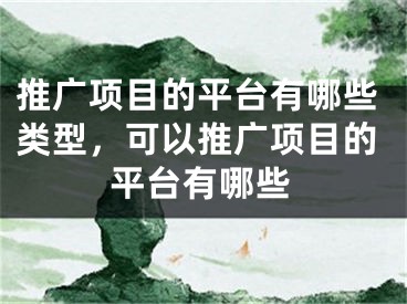 推广项目的平台有哪些类型，可以推广项目的平台有哪些