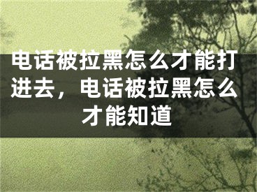 电话被拉黑怎么才能打进去，电话被拉黑怎么才能知道