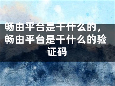 畅由平台是干什么的，畅由平台是干什么的验证码