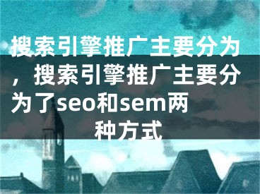 搜索引擎推广主要分为，搜索引擎推广主要分为了seo和sem两种方式