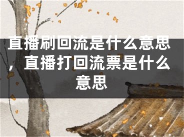 直播刷回流是什么意思，直播打回流票是什么意思