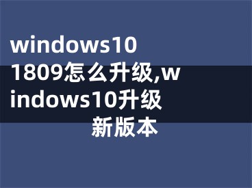windows10 1809怎么升级,windows10升级新版本