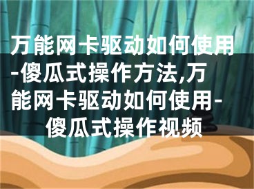 万能网卡驱动如何使用-傻瓜式操作方法,万能网卡驱动如何使用-傻瓜式操作视频