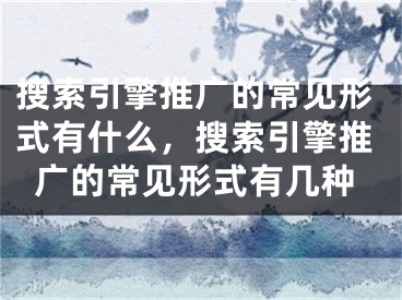 搜索引擎推广的常见形式有什么，搜索引擎推广的常见形式有几种