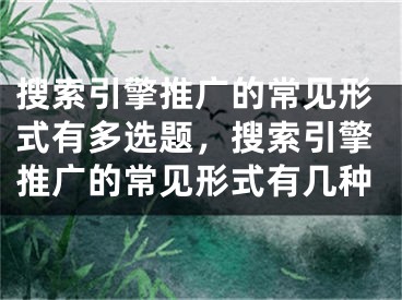 搜索引擎推广的常见形式有多选题，搜索引擎推广的常见形式有几种