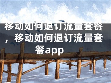 移动如何退订流量套餐，移动如何退订流量套餐app