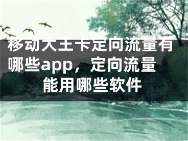 移动大王卡定向流量有哪些app，定向流量能用哪些软件