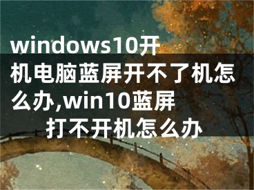 windows10开机电脑蓝屏开不了机怎么办,win10蓝屏打不开机怎么办