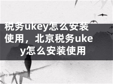 税务ukey怎么安装使用，北京税务ukey怎么安装使用
