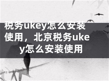 税务ukey怎么安装使用，北京税务ukey怎么安装使用 