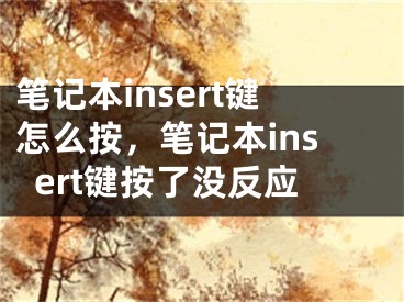 笔记本insert键怎么按，笔记本insert键按了没反应