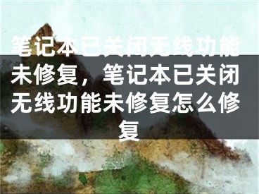 笔记本已关闭无线功能未修复，笔记本已关闭无线功能未修复怎么修复
