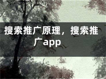 搜索推广原理，搜索推广app