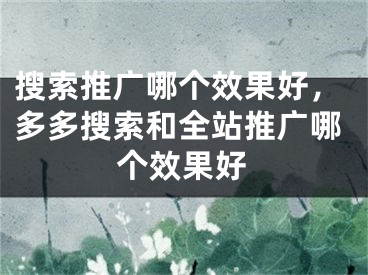 搜索推广哪个效果好，多多搜索和全站推广哪个效果好