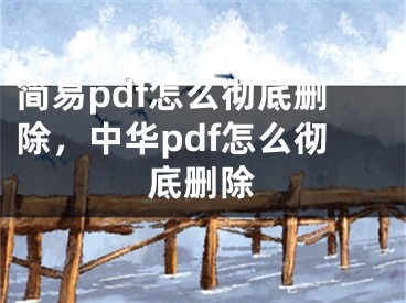 简易pdf怎么彻底删除，中华pdf怎么彻底删除