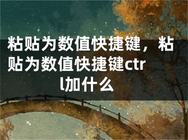 粘贴为数值快捷键，粘贴为数值快捷键ctrl加什么