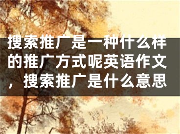 搜索推广是一种什么样的推广方式呢英语作文，搜索推广是什么意思