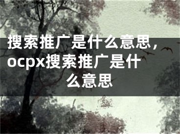 搜索推广是什么意思，ocpx搜索推广是什么意思